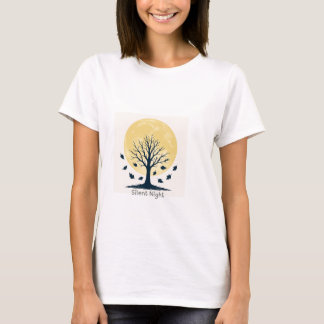 T-shirt Golden Moon & Bare Tree Silhouette – Minimal Autum