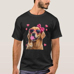 T-shirt Golden Retriever Buble Gum Coquette Bow Cute Chien