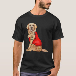 T-shirt golden retriever chien J'aime maman tatouage