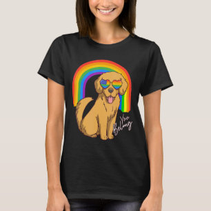T-shirt Golden Retriever Chien Lgbt Rainbow Glasses Fierté