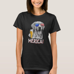 T-shirt Golden Retriever Chien Merica 4 juillet Patriotiqu