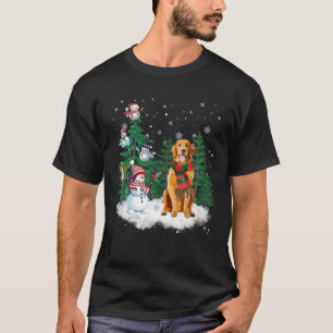T-shirt Golden Retriever Chien Noël Snowman Xmas Tree P