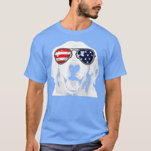 T-shirt Golden Retriever Chien portant des États-Unis Drap