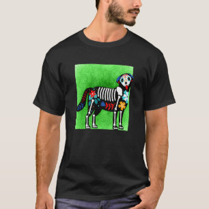 T-shirt Golden Retriever Chien Sugar Crâne Calavera Dia De