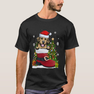 T-shirt Golden Retriever dans la chaussure Santa Hat Noël 