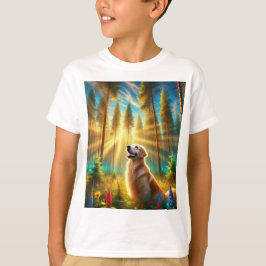 T-shirt Golden Retriever dans la forêt enchantée