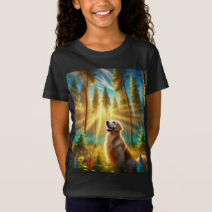 T-Shirt Golden Retriever dans la forêt enchantée