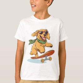 T-shirt Golden Retriever Dog Skateboarding
