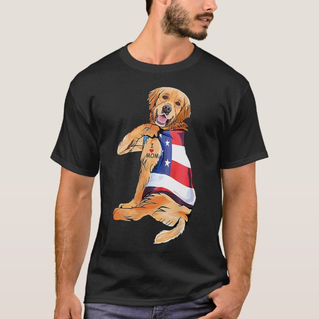 T-shirt Golden Retriever Dog Tattoo I Love (Devant)