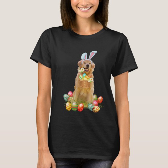 T-shirt Golden Retriever Easter Day Bunny Eggs Easter Cost (Devant)