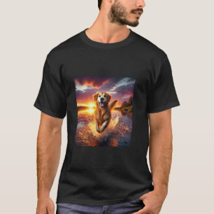 T-shirt Golden Retriever faisant des éclaboussures dans un