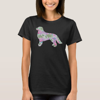 T-shirt Golden retriever floral de motif de jardin