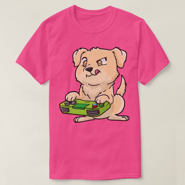 T-shirt Golden Retriever Gamepad Kawaii (Design devant)