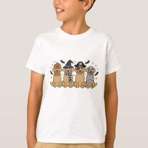 T-shirt Golden Retriever Halloween Broderie Quatre mignons