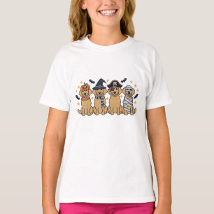 T-shirt Golden Retriever Halloween Broderie Quatre mignons