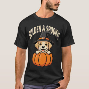 T-shirt Golden Retriever Halloween Sorcière Chiot Citrouil