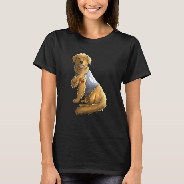 T-shirt Golden Retriever I Love Mom Tattoo Dog Mother's (Devant)