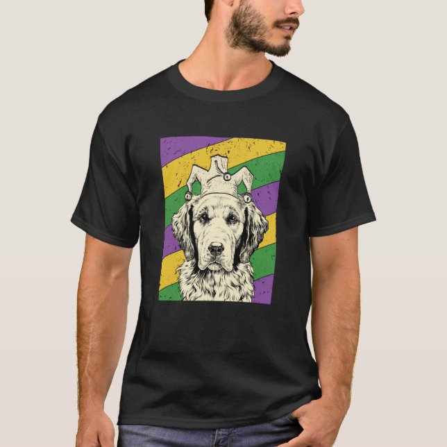 T-shirt Golden Retriever Jester Mardi Gras Dog Mom or Dad (Devant)