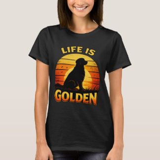 T-shirt Golden retriever life is golden sunset dog shirt