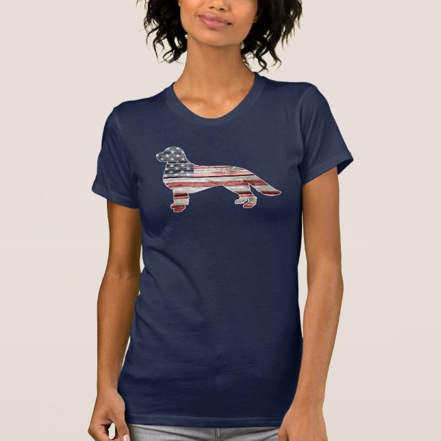 T-shirt Golden retriever patriotique, drapeau américain (Devant)
