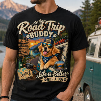 T-shirt Golden Retriever Road Trip – Aventures de voyage a