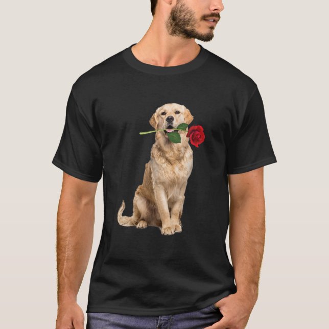 T-shirt Golden Retriever Rose Valentine Day Amoureux des a (Devant)