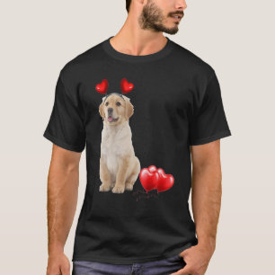 T-shirt Golden Retriever Tellement Mignon Ballons Coeurs