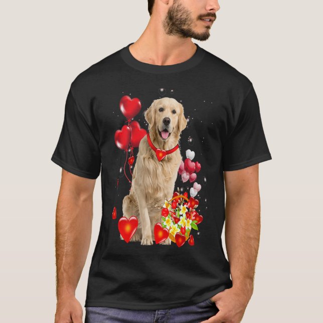 T-shirt Golden Retriever Valentines Day Shirt Funny Dog (Devant)