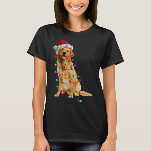 T-shirt Golden Retrivers Lumières de Noël Casquette Père N (Devant)