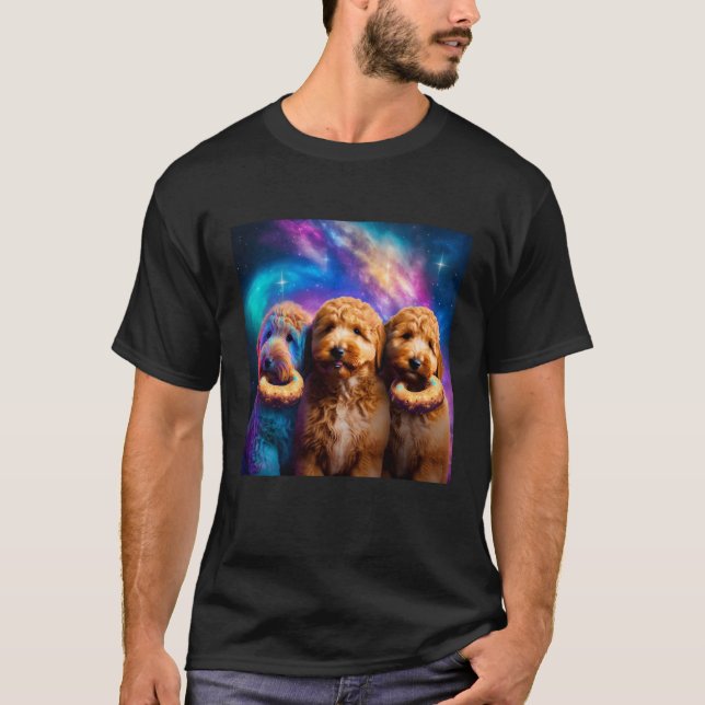 T-shirt Goldendoodle dans l'espace avec des donuts Mignons (Devant)