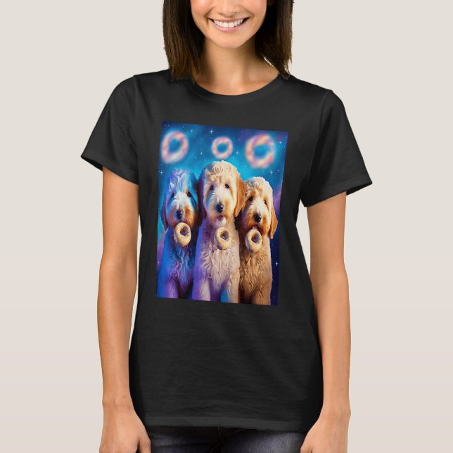 T-shirt Goldendoodle Dans L'Espace Avec Des Donuts Mignons (Devant)