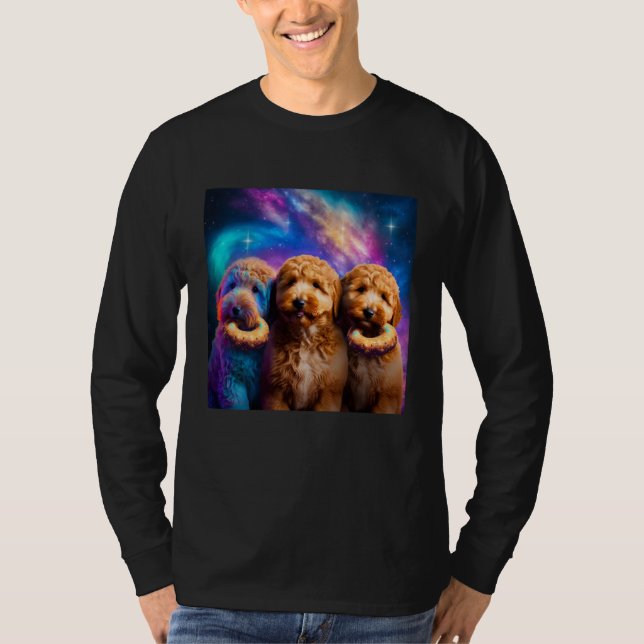 T-shirt Goldendoodle In Space With Donuts Cute Doodle Boys (Devant)