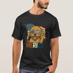 T-shirt Goldendoodle Merica Drapeau Américain 4 Juillet Ch