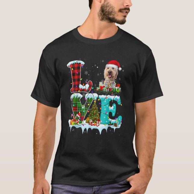 T-shirt Goldendoodle sapin de Noël Light Pyjama Chien Xmas (Devant)