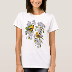 T-shirt Goldfinch Oiseaux & Fleurs U-Pick Couleur Arrière