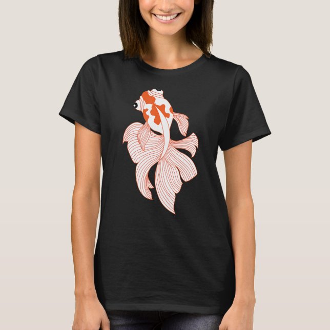 T-shirt Goldfish Fancy Rouge Blanc Calico Ryukin Fantail V (Devant)