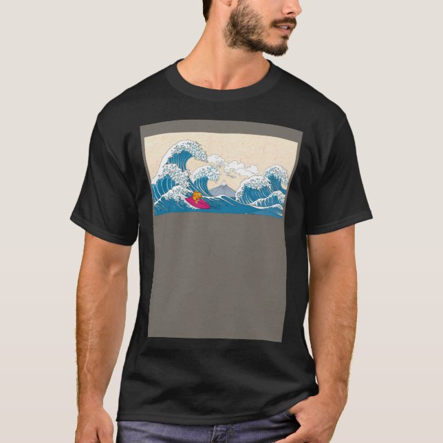 T-shirt GoldFish Surfing Great Wave Off Kanagawa Surfer (Devant)