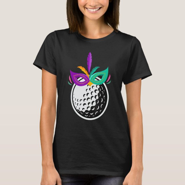 T-shirt Golf Ball Mardi Gras Funny Golf Nola Carnival Mask (Devant)