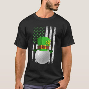 T-shirt Golf Ball Retro USA Drapeau Shamrock Leprechaun St