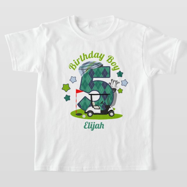T-shirt Golf Birthday Boy Shirt Fifth Golf Party Shirt (Poser)