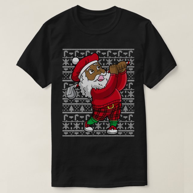 T-shirt Golf Black African American Santa Claus Golf Ch (Design devant)