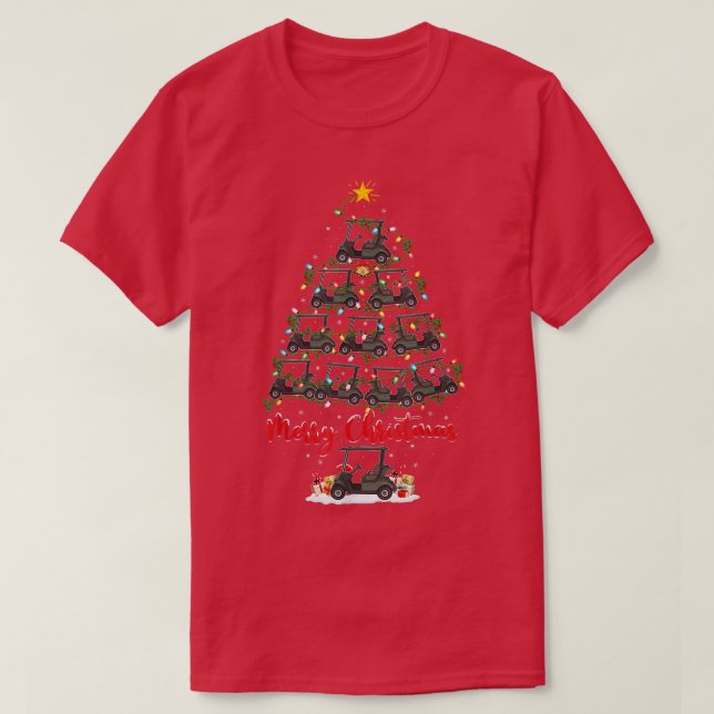 T-shirt Golf Cart Lover Xmas Lighting Santa Golf Cart Chri (Design devant)