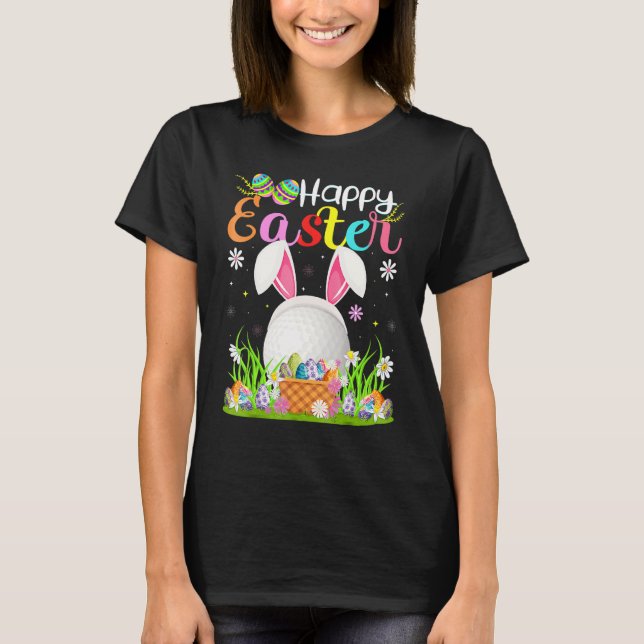 T-shirt Golf Chasse aux oeufs Bunny Golf Bonne Pâques (Devant)