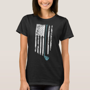 T-shirt Golf Club Blue Line American Flag Golfer 4th Of J