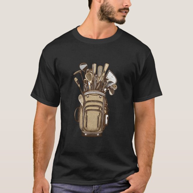 T-shirt Golf Clubs Golf Bag Golfer Golfing Golf Player (Devant)