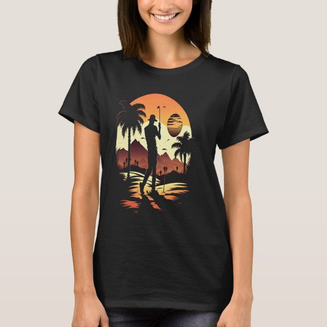 T-shirt Golf Course Family Trip Cool Golfer In Sunset (Devant)