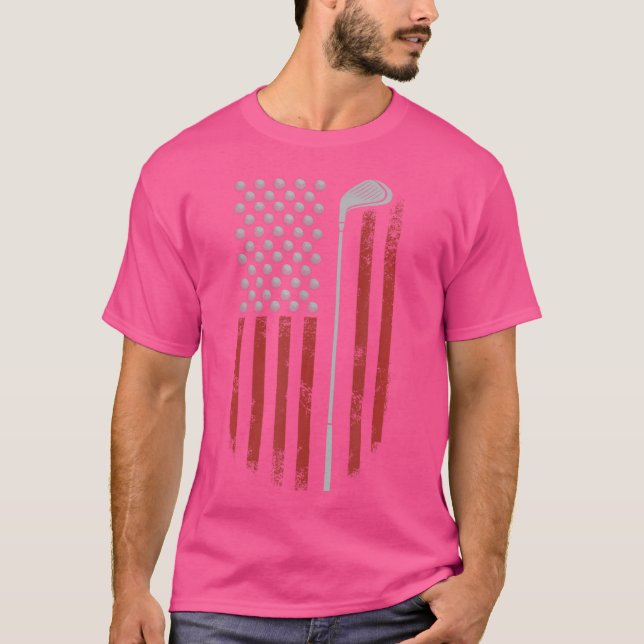 T-shirt Golf Drapeau Américain Rétro Pour Golfer Funny Gol (Devant)