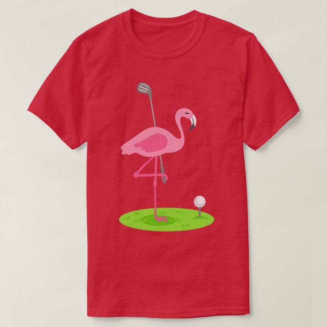 T-shirt Golf Flamant rose Golfing Golfing (Design devant)