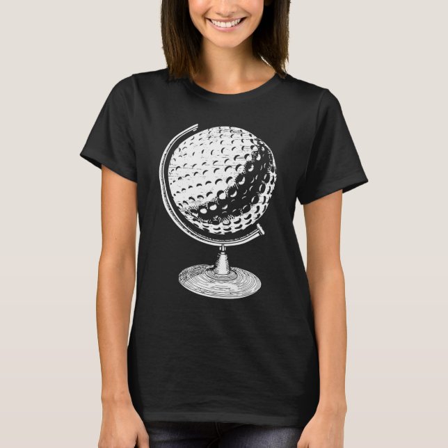 T-shirt Golf Globe Golf Ball Globe Dans Un Stand Golfer (Devant)
