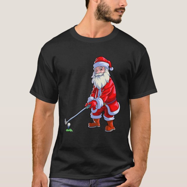 T-shirt Golf Lover Christmas Men Golf Club Golf Père Noël  (Devant)